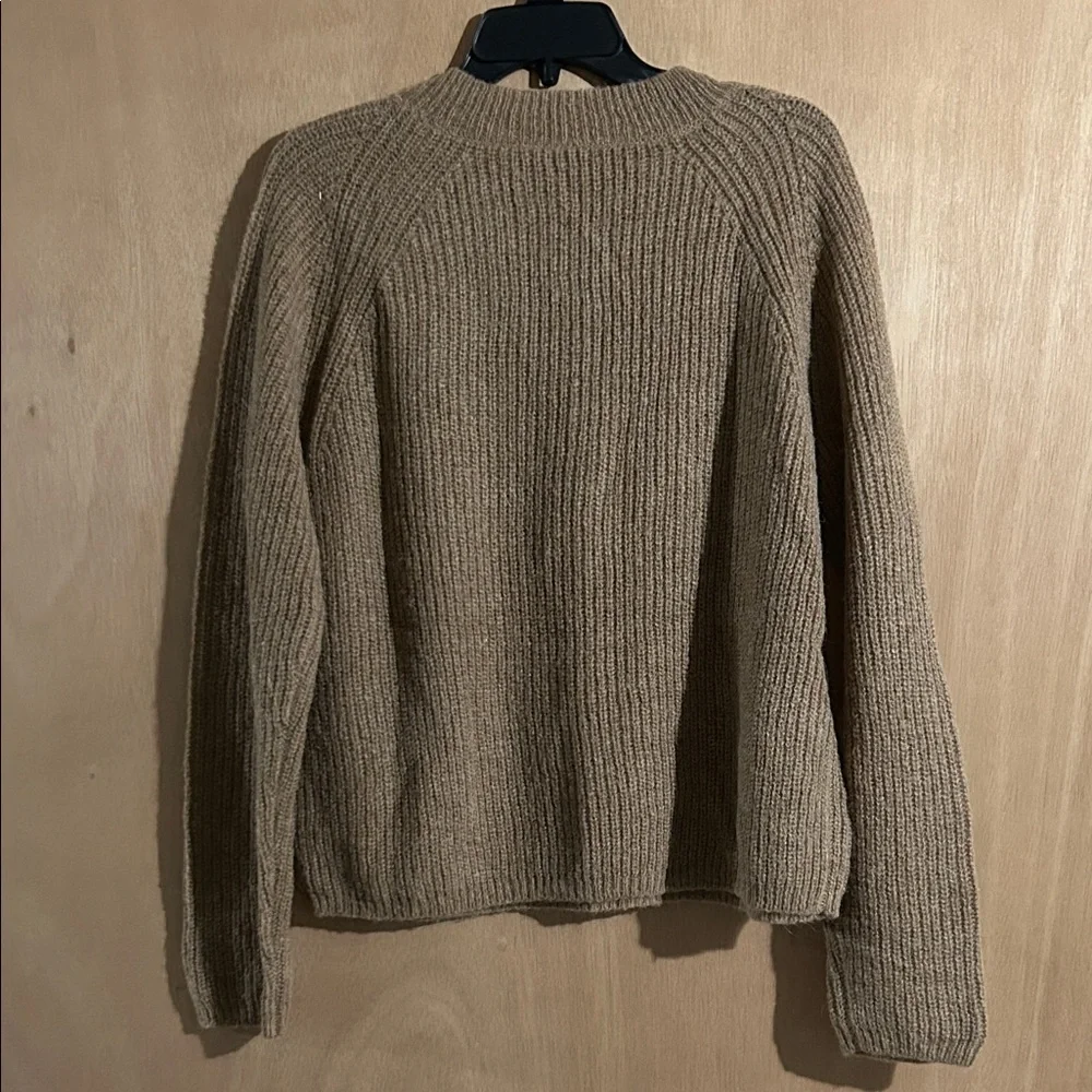 J. Crew Tan Sweater with Black Floral Accents